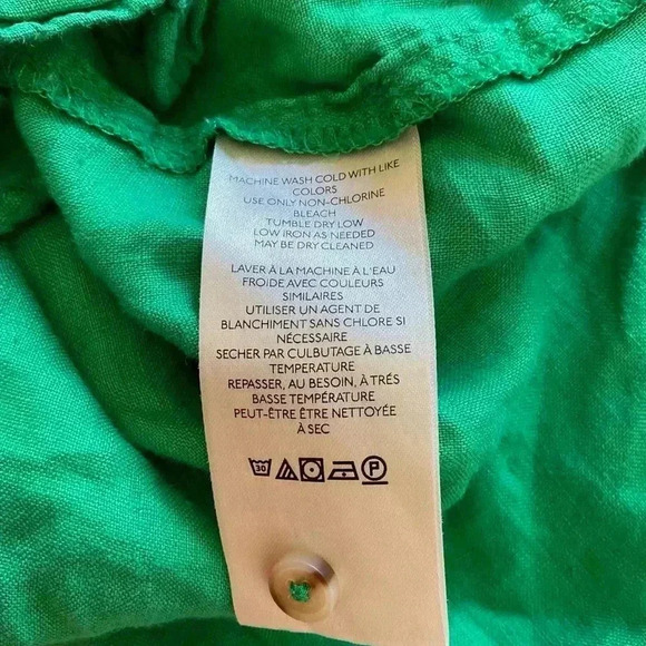 Maeve Green 100% Linen Long Sleeve Button Down Top with Front Pocket Size Small - Picture 9 of 9